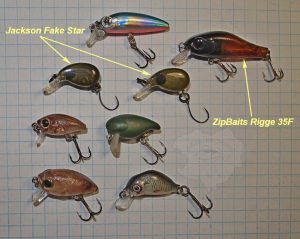 Jackson Fake Star, Anglers Republic Bug Minnow, Tsuribito Baby Minnow 30F, Jackall Area Man Crank, Dorado Magic приманки на язя ультралайт